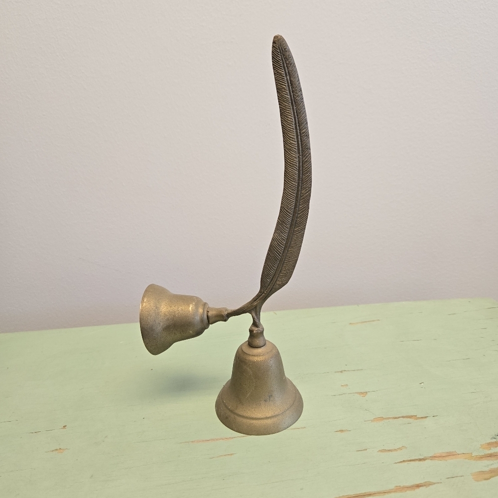 Brass Feather Quill Double Bell Vintage